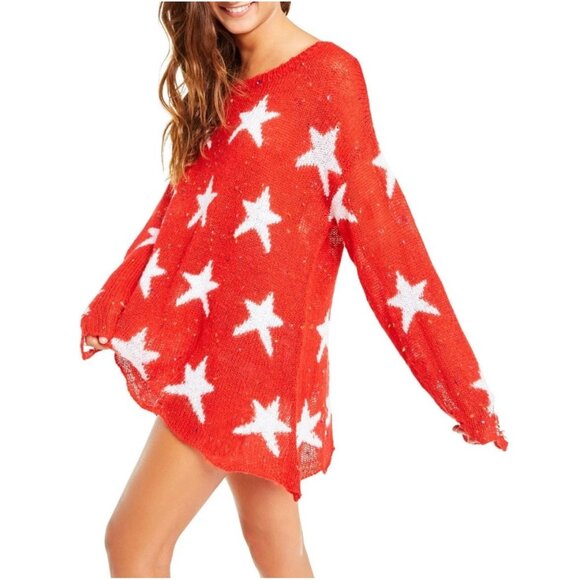 Wildfox Seeing Stars Lennon Distressed Sweater XS - Picture 1 of 10